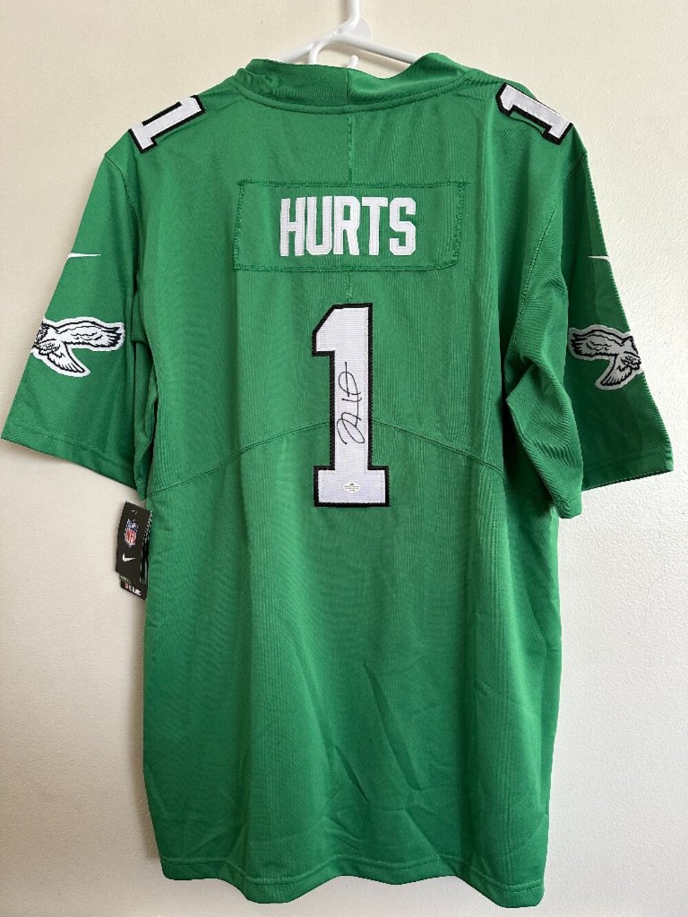 JALEN HURTS SIGNED PHILADELPHIA EAGLES QB AUTOGRAPHED NIKE JERSEY w/COA Large 1